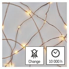 EMOS Vánoční řetěz D3AW06 LED vánoční nano řetěz měděný, 0,9 m, 2x AA, vnitřní, teplá bílá, časovač