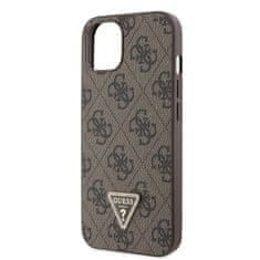 Guess Kryt na mobil 4G Strass Triangle Metal Logo na Apple iPhone 15 - hnědý