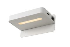 LUCIDE ATKIN - Nočná lampa - LED - 1x6W 3000K - S nabíjacím bodom USB - Biela