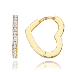 MINET Zlaté náušnice srdiečka s bielymi zirkónmi Au 585/1000 1,90g