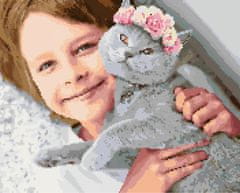 ZUTY Diamantové maľovanie - OBRAZ PODĽA VLASTNEJ FOTOGRAFIE - Umelecký štýl Pes, mačka s kvetinovou korunkou 40x50 cm NO