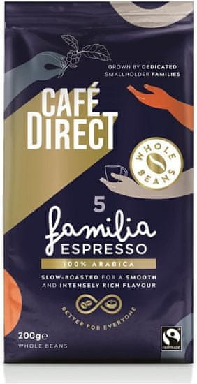 Cafédirect Familia Espresso SCA 82 zrnková káva 200 g