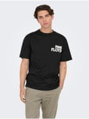 ONLY&SONS Čierne pánske tričko s krátkym rukávom ONLY & SONS Pink Floyd XL