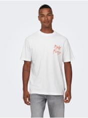 ONLY&SONS Biele pánske tričko s krátkym rukávom ONLY & SONS Pink Floyd S