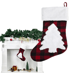 MUVU Vianočná ponožka, motív vianočného stromčeka, červená farba, vianočná výzdoba