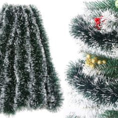 MUVU Reťaz na vianočný stromček, vianočná girlanda, zelená, 6 m, biele špičky
