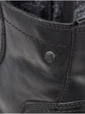 Jack&Jones Čierne pánske kožené zimné členkové topánky Jack & Jones Russel 44