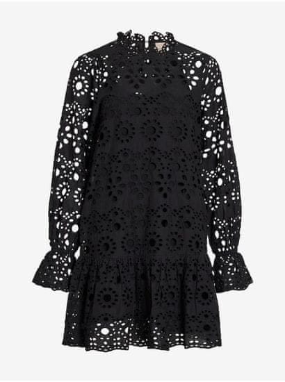 VILA Čierne dámske šaty s madeirou VILA Vibradie