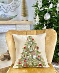 Dům Vánoc Gobelínový poťah na vankúš s motívom Ozdobený stromček 45x45 cm