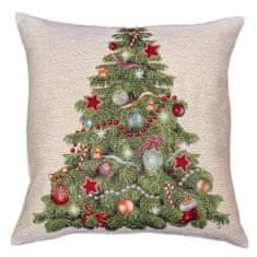 Dům Vánoc Gobelínový poťah na vankúš s motívom Ozdobený stromček 45x45 cm