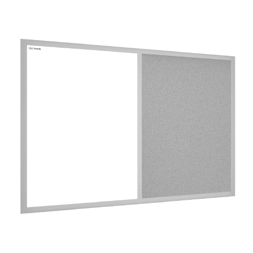 Allboards Tabule COMBI -šedý korek a magnetická bílá 90x60 cm s šedým lakovaným dřevěným rámem,TMK96GREY