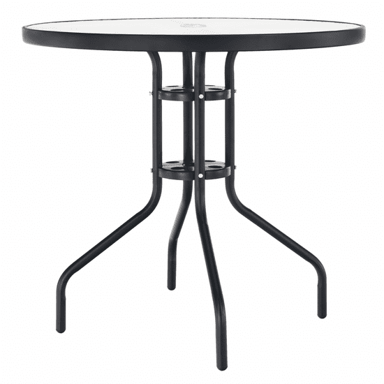 KONDELA Jedálenský stôl vhodný, čierna oceľ / temperované sklo, BORGEN TYP 2