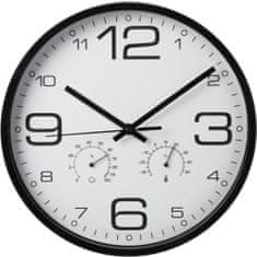 Indecor Čierne nástenné hodiny s teplomerom 33 cm