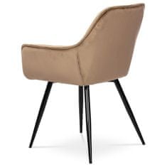 Autronic Jedálenská stolička, poťah cappuccino zamatová látka, kovová 4nohá podnož, čierny lak DCH-421 CAP4