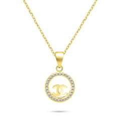 Brilio Silver Módny pozlátený náhrdelník so zirkónmi NCL139Y World Icon (retiazka, prívesok)