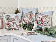 Dům Vánoc Gobelínový poťah na vankúš s motívom Zasnežená dedinka - Námestie 45x45 cm