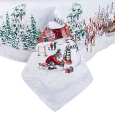 Dům Vánoc Gobelínový vianočný obrus s motívom Santa na saniach 137x180 cm