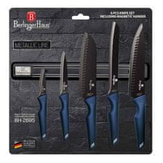 Berlingerhaus Súprava nožov s magnetickým držiakom 6 ks Aquamarine Metallic Line