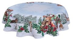 Dům Vánoc Gobelínový vianočný obrus s motívom Zimná krajina Okrúhly 140 cm