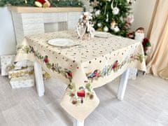 Dům Vánoc Gobelínový vianočný obrus s motívom Zimné vtáčiky 137x137 cm