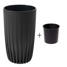 ModernHome Kvetináč Stripped Tall ECO recyklácia čierny 30xh51cm