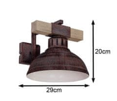 ModernHome Industriálna nástenná lampa Hakon hnedá LOFT