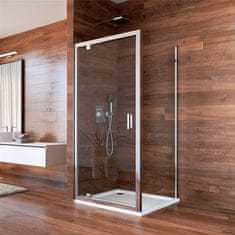 Mereo Lima, sprchovací kút 1000x1000 cm, štvorec, pivotové dvere a pevný diel, chróm ALU, sklo Číre, MER-CK86933K