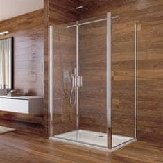 Mereo Lima, sprchovací kút 1100x1000 cm, obdĺžnik, lietacie dvere a pevný diel, chróm ALU, sklo Číre, MER-CK88553K