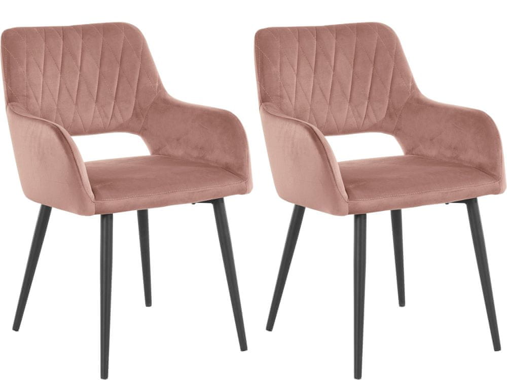 Danish Style Jedálenská stolička Franca (SET 2 ks) zamat, ružová