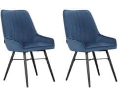 Danish Style Jedálenská stolička Akita (SET 2 ks), zamat, modrá