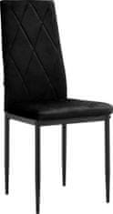 Danish Style Jedálenská stolička Melly (SET 4 ks), zamat, čierna