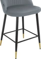 Danish Style Barové stoličky Marlis (SET 2 ks), zamat, šedá