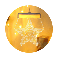 MUVU Vianočná dekorácia, dekorácia na vianočný stromček, svetelná dekorácia, vitráž, teplá farba, hviezda