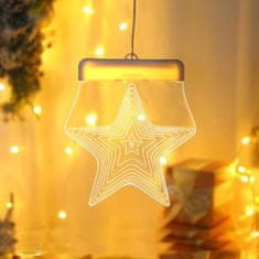 MUVU Vianočná dekorácia, dekorácia na vianočný stromček, svetelná dekorácia, vitráž, teplá farba, hviezda