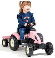 Šliapací traktor Country Star s valníkom ružový