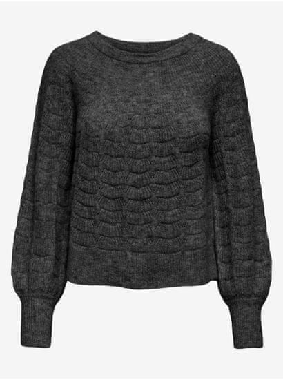 Jacqueline de Yong Tmavosivý dámsky vzorovaný sveter JDY Noora