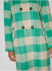 VILA Zeleno-béžový dámsky kockovaný kabát VILA Viorta XL