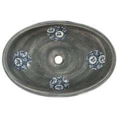 Vidaxl Umývadlo na dosku sivé oválne 59x40x15 cm keramické