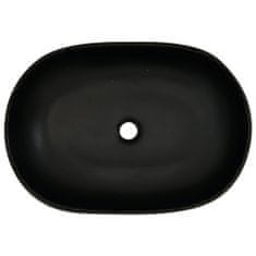 Vidaxl Umývadlo na dosku sivo-čierne oválne 59x40x14 cm keramické