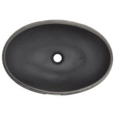 Vidaxl Umývadlo na dosku čierno-sivé oválne 59x40x15 cm keramické