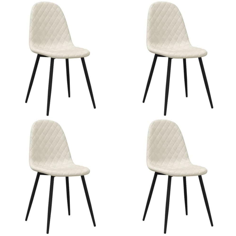 Vidaxl Jedálenské stoličky 4 ks, krémovo biele, zamat