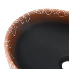 Vidaxl Umývadlo na dosku čierno-oranžové oválne 47x33x13 cm keramické