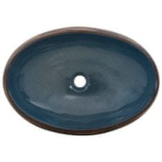 Vidaxl Umývadlo na dosku čierno-modré oválne 59x40x15 cm keramické
