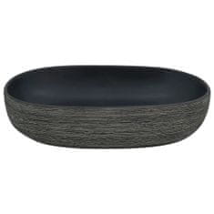 Vidaxl Umývadlo na dosku sivo-čierne oválne 59x40x14 cm keramické
