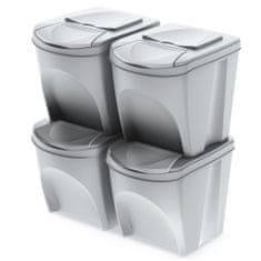 botle Set odpadkových košov ECO systém triedenia odpadu 4x25 l v Popolovo biela farba