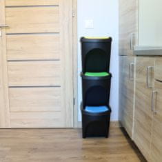 botle Set odpadkových košov ECO systém triedenia odpadu 3x25 l v čiernej farbe
