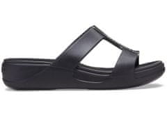 Crocs Monterey Metallic Wedge Sandals pre ženy, 34-35 EU, W5, Sandále, Šlapky, Papuče, Dark Charcoal/Black, Čierna, 206319-0GQ