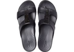 Crocs Monterey Metallic Wedge Sandals pre ženy, 34-35 EU, W5, Sandále, Šlapky, Papuče, Dark Charcoal/Black, Čierna, 206319-0GQ