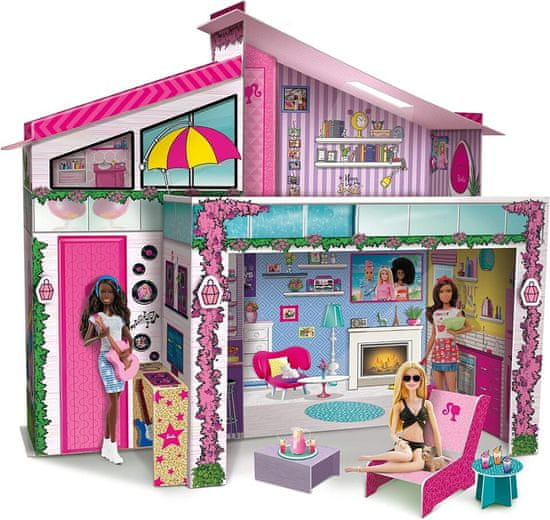 Wiky Lisciani Barbie letná vila (z tvrdého papiera) s bábikou