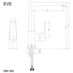 Mereo , Drezová stojanková batéria, Eve, s plochým ramienkom nad pákou, výška273 mm, chróm, MER-CBV201